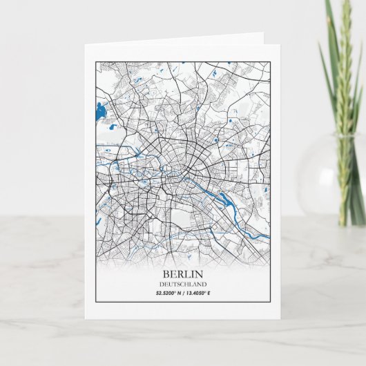 Berlin Duitsland City Map Coordinates Kaart (Voorkant)