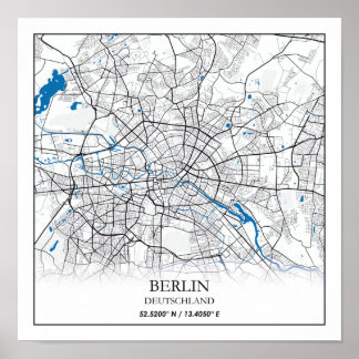 Berlin Duitsland City Map Coordinates Poster