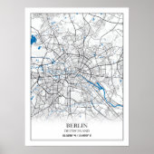 Berlin Duitsland City Map Coordinates Poster (Voorkant)
