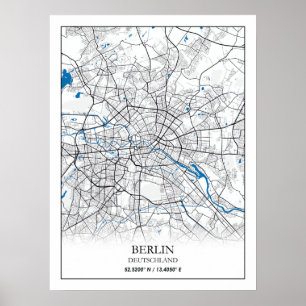 Berlin Duitsland City Map Coordinates Poster