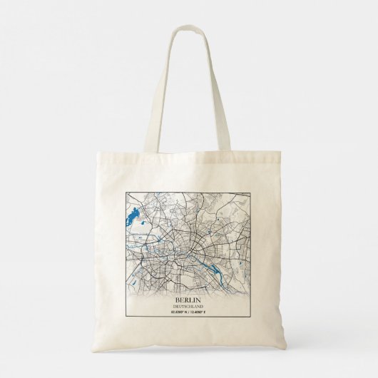 Berlin Duitsland City Map Coordinates Tote Bag (Achterkant)