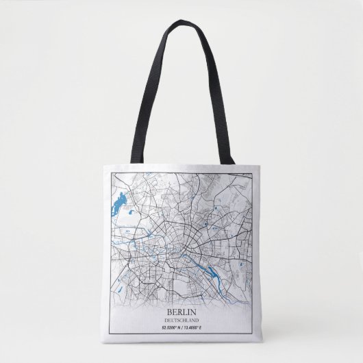 Berlin Duitsland City Map Coordinates Tote Bag (Voorkant)