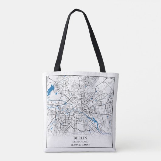 Berlin Duitsland City Map Coordinates Tote Bag (Achterkant)