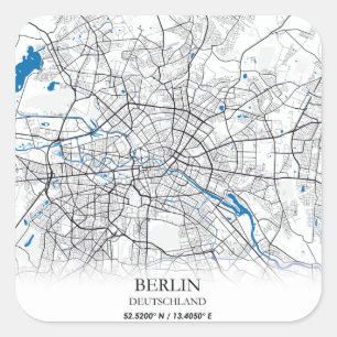 Berlin Duitsland City Map Coordinates Vierkante Sticker