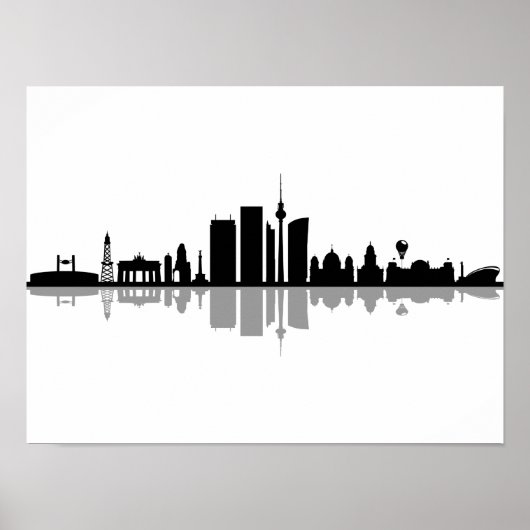 BERLIN Duitsland Hoofdstad Skyline Silhouette Poster (Voorkant)