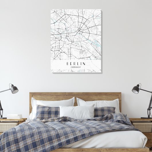 Berlin Duitsland Map Canvas Print (Insitu (Slaapkamer))