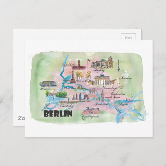 Berlin Duitsland Retro  kaart (Voorkant / Achterkant)