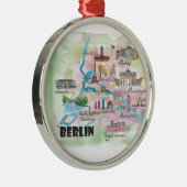 Berlin Duitsland Retro  kaart Metalen Ornament (Rechts)
