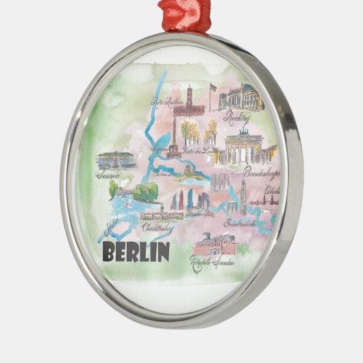 Berlin Duitsland Retro  kaart Metalen Ornament (Links)