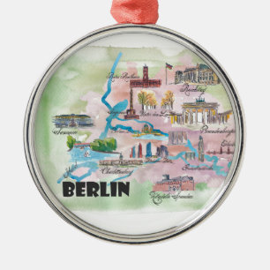 Berlin Duitsland Retro kaart Metalen Ornament