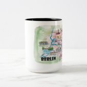 Berlin Duitsland Retro kaart Tweekleurige Koffiemok (Center)