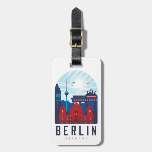 Berlin Duitsland Skyline Bagagelabel (Voorkant verticaal)