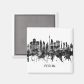 Berlin Duitsland Skyline BW Magneet (Voorkant / Achterkant)