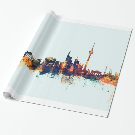 Berlin Duitsland Skyline Cadeaupapier (Uitgerold)
