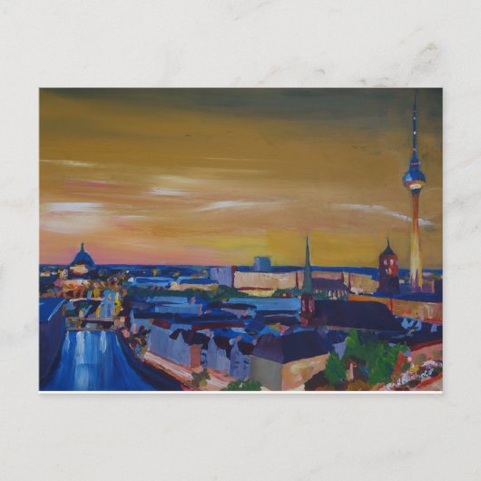 Berlin Duitsland Skyline in Dusk Briefkaart (Voorkant)