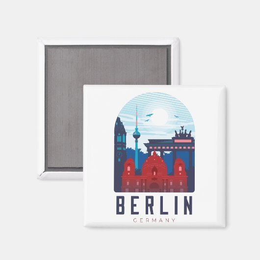 Berlin Duitsland Skyline Magnet (Voorkant / Achterkant)