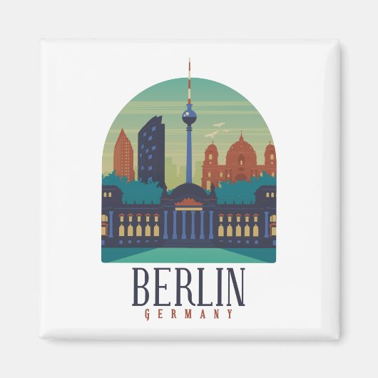 Berlin Duitsland Skyline Magnet (Voorkant)