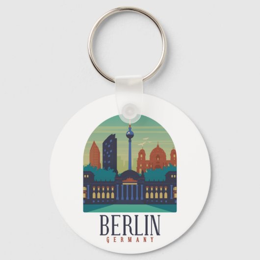 Berlin Duitsland Skyline Sleutelhanger (Voorkant)