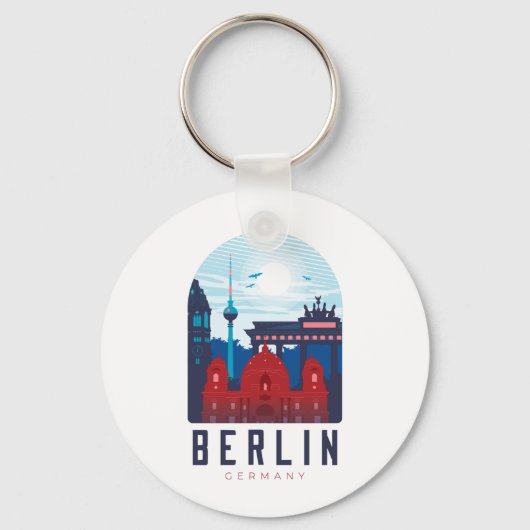 Berlin Duitsland Skyline Sleutelhanger (Voorkant)
