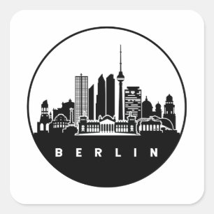 Berlin Duitsland Skyline Vierkante Sticker