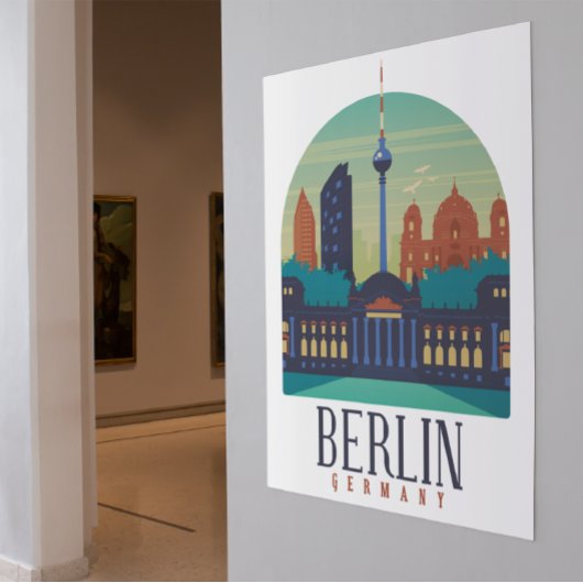 Berlin Duitsland Skyline Vintage Poster