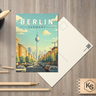 Berlin Duitsland Travel Art Vintage Briefkaart