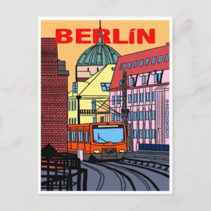 Berlin Duitsland trein Reizen Kunst Vintage Briefkaart