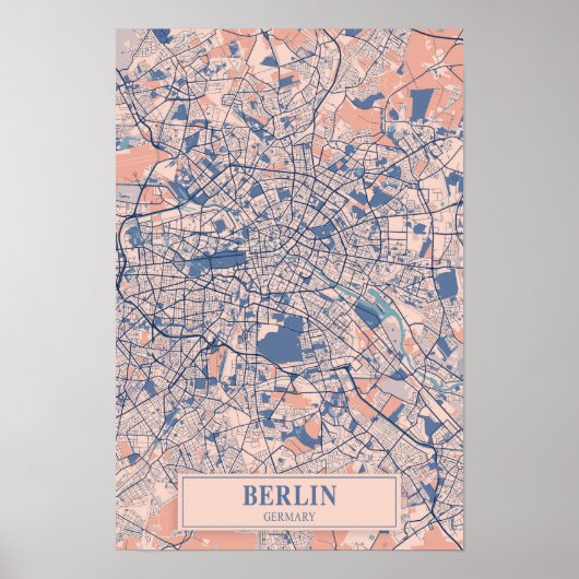 Berlin Germany Breezy City Map Travel Poster (Voorkant)