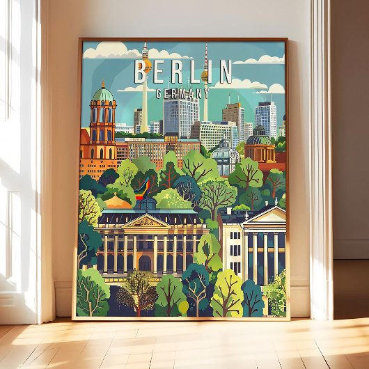Berlin Germany Poster Art Print, City Retro Vintag