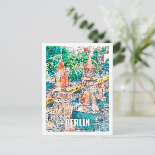 Berlin Germany Travel Place Waterverf Briefkaart (Staand voorkant)