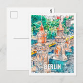 Berlin Germany Travel Place Waterverf Briefkaart (Voorkant / Achterkant)