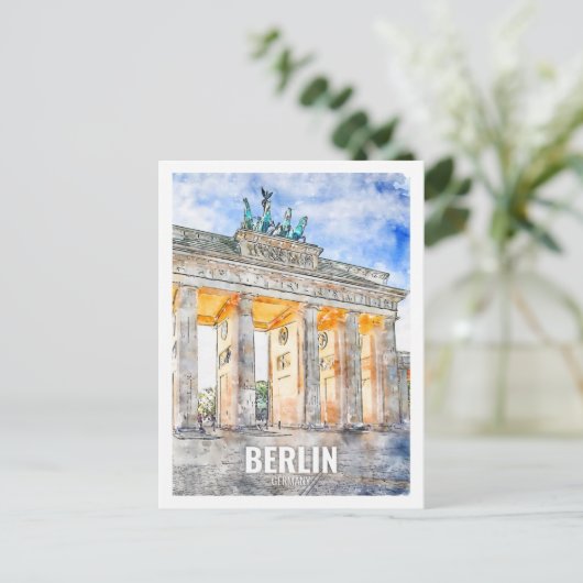 Berlin Germany Travel Place Waterverf Briefkaart (Staand voorkant)