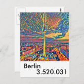 Berlin Hauptstadt Fernsehturm bunt Einwohner Briefkaart (Voorkant / Achterkant)