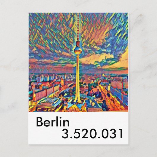 Berlin Hauptstadt Fernsehturm bunt Einwohner Briefkaart (Voorkant)