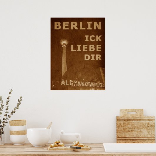 BERLIN LIEBE - sinaasappel Poster (Keuken)