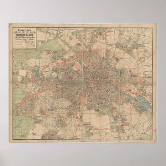 Berlin Map c.1897 – Kiessling’s Detailed City Plan Poster (Voorkant)