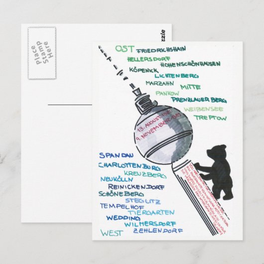 Berlin Mauer Wall East West Mauerfall Briefkaart (Voorkant / Achterkant)