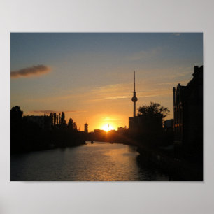 Berlin Nacht Duitsland Fernsehturm Nacht Skyline Poster