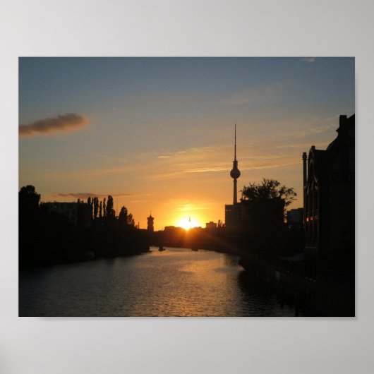 Berlin Nacht Duitsland Fernsehturm Nacht Skyline Poster (Voorkant)