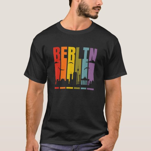 Berlin Retro Skyline Duitsland Reizen Duitse Pride T-shirt (Voorkant)