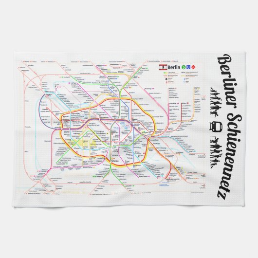 " BERLIN Schienennetz Geschirrtuch ... " Theedoek (Horizontaal)