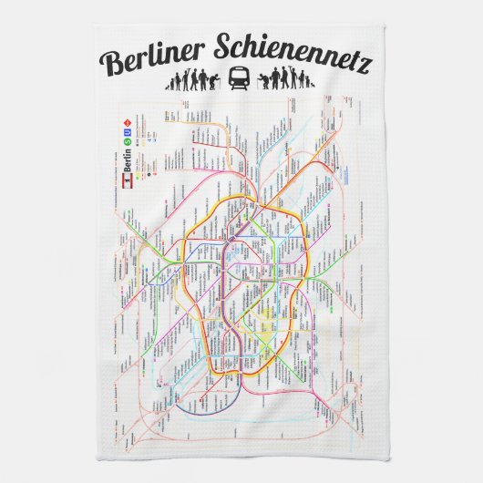 " BERLIN Schienennetz Geschirrtuch ... " Theedoek (Verticaal)