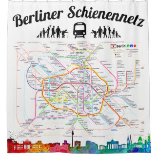 " BERLIN Schienennetz Plan auf Duschvorhang ... " Douchegordijn