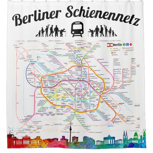 " BERLIN Schienennetz Plan auf Duschvorhang ... " Douchegordijn (Voorkant)
