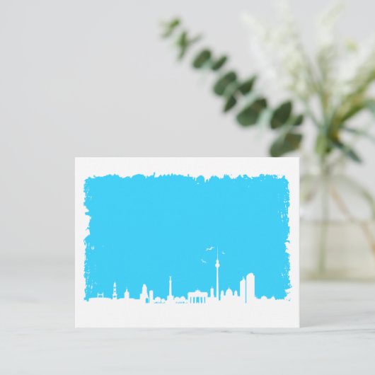Berlin Skyline Farbe blau Briefkaart (Staand voorkant)