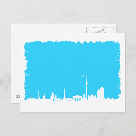 Berlin Skyline Farbe blau Briefkaart (Voorkant / Achterkant)