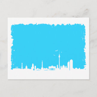 Berlin Skyline Farbe blau Briefkaart