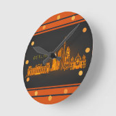 Berlin Skyline Oranje Neon Kijk Cityscape Wall Ronde Klok (Hoek)