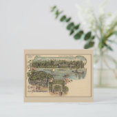 Berlin Spandau Pichelswerder isle Litho Briefkaart (Staand voorkant)