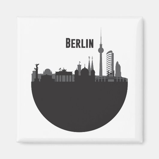 Berlin Stadt Silhouette Skyline Magneet (Voorkant)